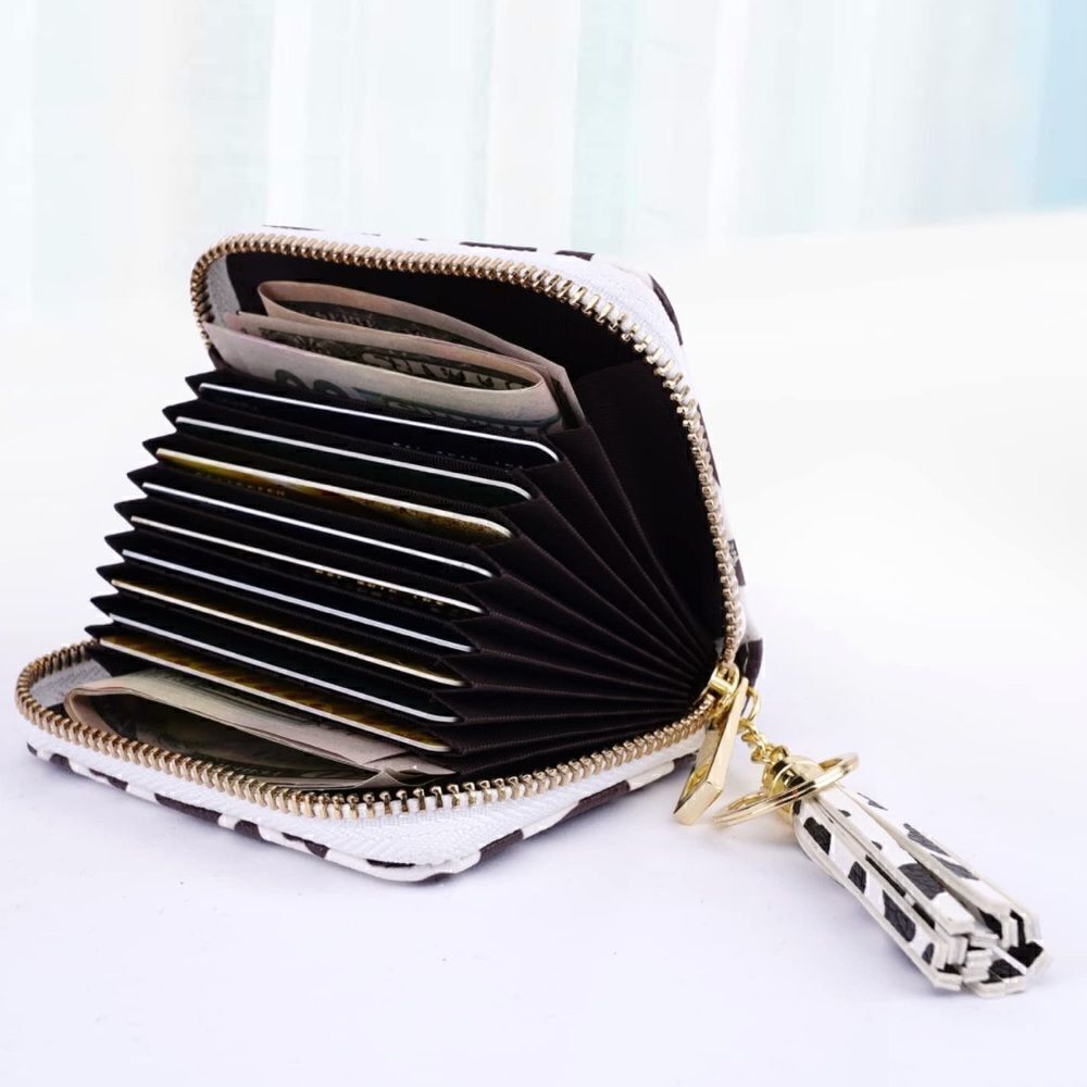 Cow Print Leather Compact Wallet - Picture 3 of 5